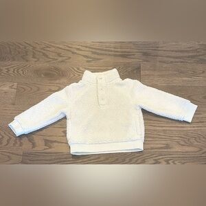 Janie and Jack Ivory Sherpa Turtleneck Pullover Sweater 3T Button Mock Neck